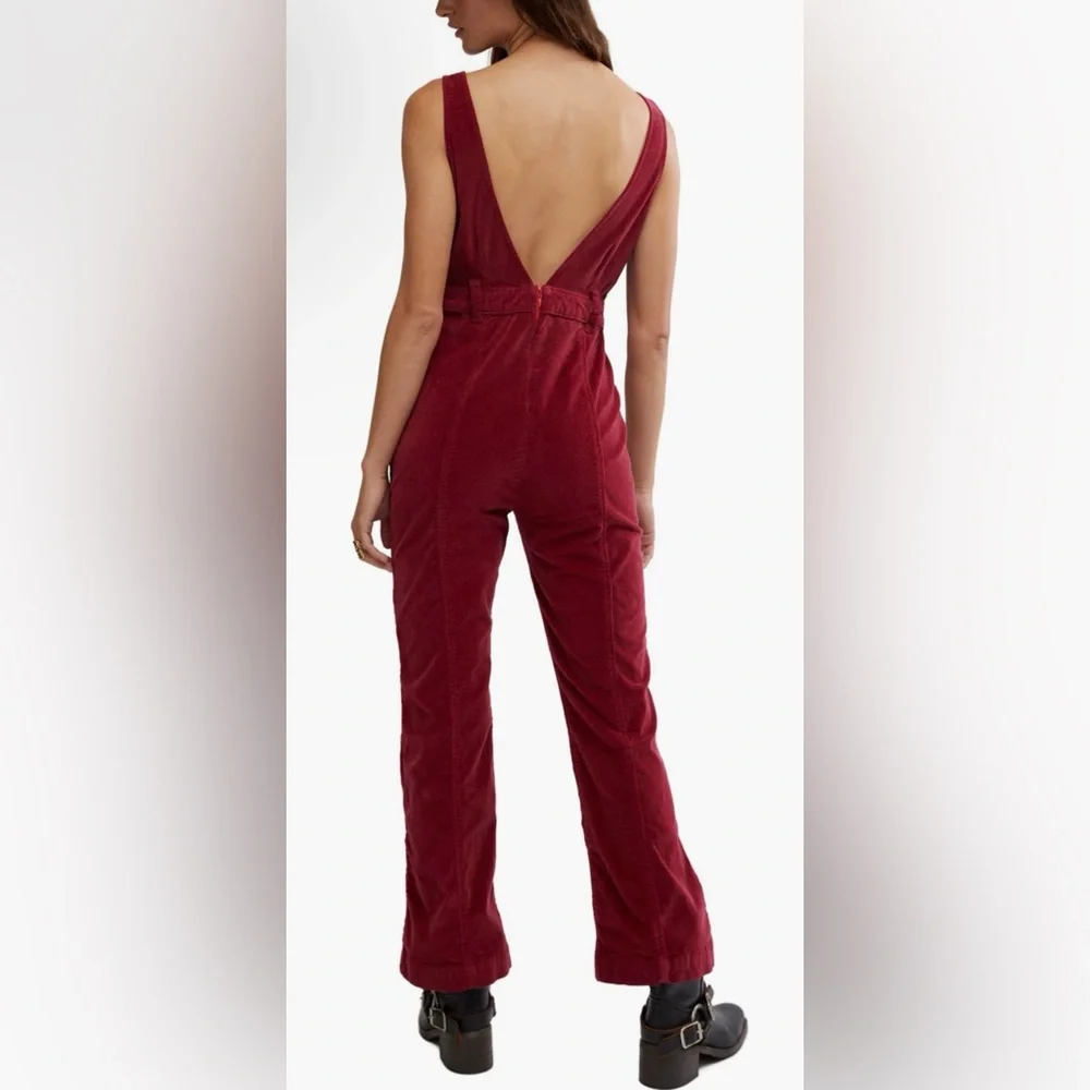 Free People Party Starter Belted Velvet Jumpsuit NWT - Picture 2 of 6
